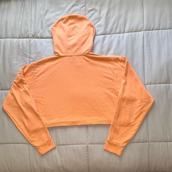 adidas Orange Cropped Hoodie with Raw Hem Size Medium - Picture 2 of 4